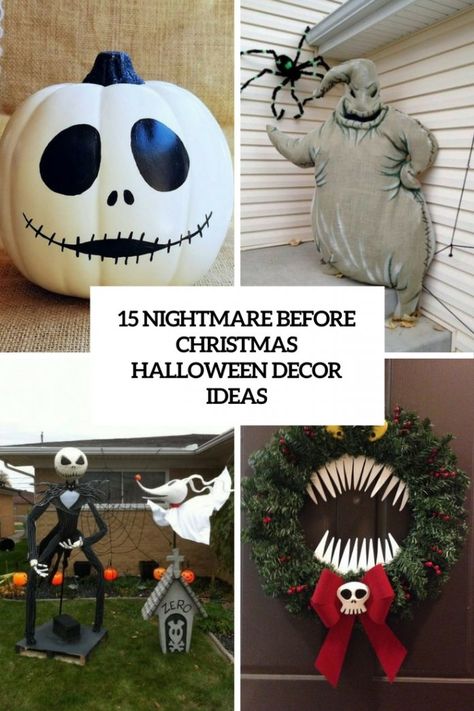 Nightmare Before Christmas Halloween Decor, Halloween Decorations Inside, Nightmare Before Christmas Tree, Cheap Halloween Decorations, Nightmare Before Christmas Decorations, Christmas Door Decoration, Halloween Decor Ideas, Hallowen Ideas, Nightmare Before Christmas Halloween