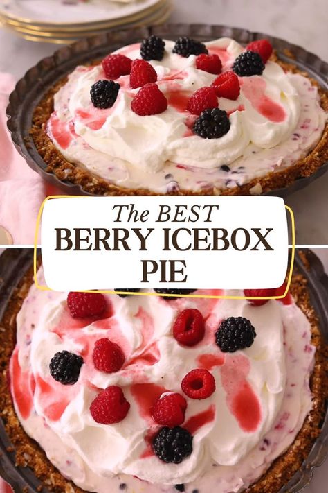 Dive into the world of desserts with this easy and flavorful Bramble Berry Icebox Pie! A perfect addition to your summer treats, made with fresh berries and a creamy filling. Don't miss out on this no-bake delight! #IceboxPie #BrambleBerry #DessertRecipes #NoBakeDesserts #PreppyKitchen #SummerTreats Ice Box Pies No Bake, Speculoos Cookies, Icebox Pie, Berry Juice, Vegan Cream Cheese, Perfect Pies, Diet Guide, Ice Box, Summer Essential