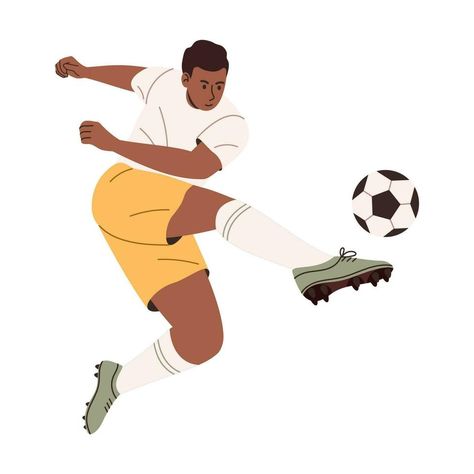 Football player in action isolated on white background. Flat vector illustration Football Vector Illustration, Football Animation, Soccer Illustration, Penalty Kick, Football Illustration, Scene Drawing, Best Football Players, Flat Vector Illustration, Game Illustration