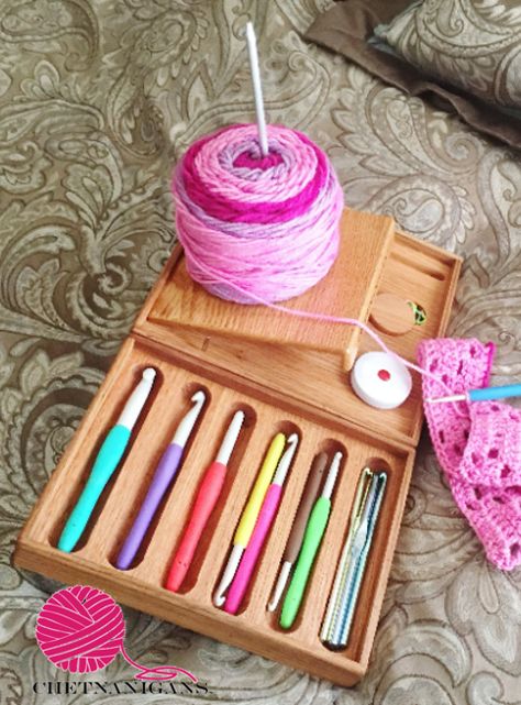 Bedside Comfort Crochet Organizer Crochet Hook Organizer, Intermediate Knitting Patterns, Large Crochet Hooks, Crochet Organizer, Advanced Knitting, Crochet Stitches Guide, Crochet Tools, Crochet Supplies, Crochet Leaves