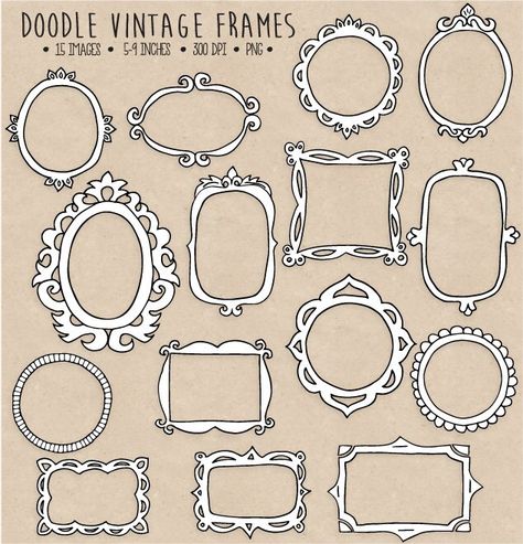 Vintage Frames For Journal, Digital Frames And Borders, Hand Drawn Picture Frames, Vintage Circle Frame, Vintage Frames Drawing, How To Draw A Frame, Fancy Frame Drawing, Gold Frame Drawing, Tattoo Frame Design Vintage