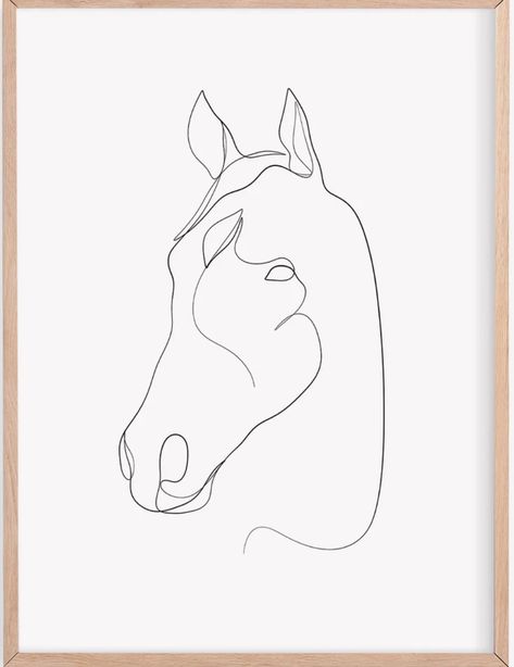 Linework Horse Tattoo, Single Line Horse Drawing, White Horse Tattoo Ideas, Horse Head Silhouette Tattoo, Minimalist Horse Drawing, Horse Profile Tattoo, Horse Theme Tattoo, Horse Head Line Art, Horse Outline Drawing Simple