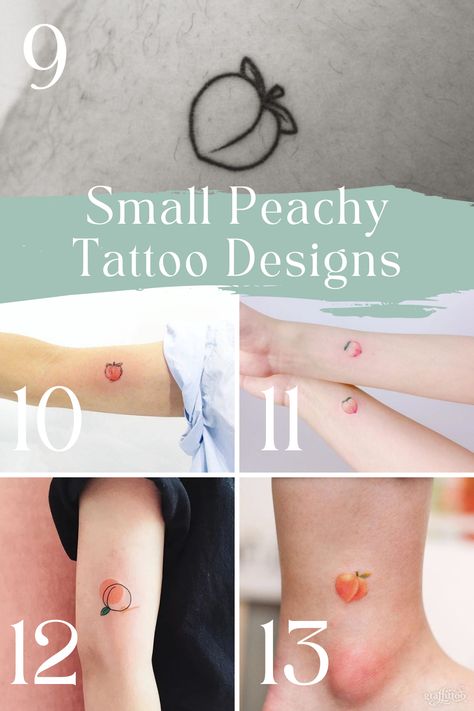 25 Sweet Peach Tattoo Designs + Ideas - TattooGlee Cartoon Peach Tattoo, Sweet Cheeks Tattoo, Watercolor Peach Tattoo, Small Peach Tattoo Simple, Peach Tattoo Fine Line, Realistic Peach Tattoo, Dainty Peach Tattoo, Peach Line Tattoo, Peach Tattoo Small Outline