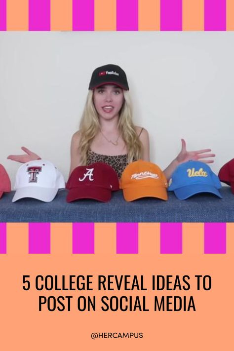 Once you decide on your college, it's time to tell everyone. Here are five college reveal ideas for you to post on YouTube, TikTok, and other social media. College Announcement Ideas, College Reveal Ideas, College Reveal Party, Lsu Party, College Announcements, College Decision, Graduation Dinner, Her Campus, College Hacks