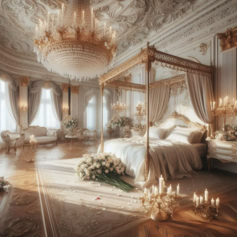 Anime Castle, Anime Rooms, Rococo Decor, Bohemian Bedroom Design, Royal Bedroom, Fancy Bedroom, Castle Bedroom, Luxury Mansions Interior, Princess Bedroom