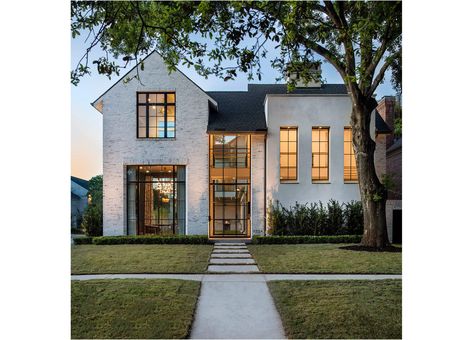 Custom Home Builder in Houston, TX | New Custom Homes from David James Utah House Exterior, Utah Airbnb, Scandinavian Exterior, Modern Farmhouse Exterior, Transitional House, White Brick, Farmhouse Exterior, Studio Mcgee, Dream House Exterior