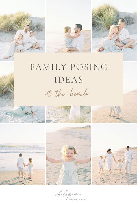 Family posing ideas for a photoshoot at the beach. Bay Area family photographer - Julia Shelepova. Get a beach family photoshoot posing inspiration. Beach Pictures Clothes Family Portraits, Family Beach Pictures Ideas, Beach Family Portraits Outfits, Family Photoshoot Beach Ideas, Beach Family Photo Poses, Sibling Beach Photoshoot, Sisters Beach Photoshoot, Family Photo Outfits Summer Beach, Beach Picture Outfits Family