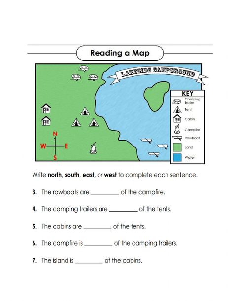 Directions Worksheet, Literal Equations, Cells Worksheet, 2nd Grade Spelling, Trailer Tent, Cardinal Directions, Map Worksheets, Easter Hat, Map Reading