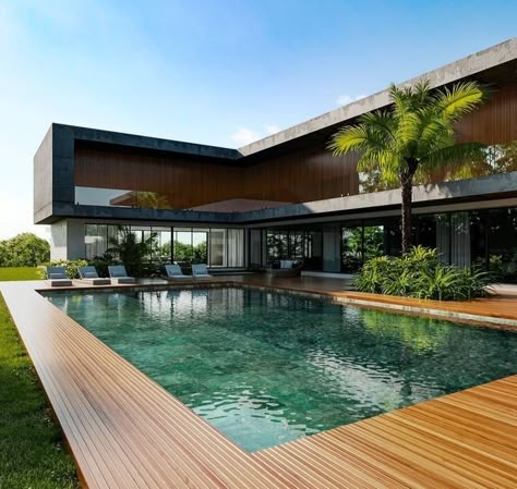 A Modern House, Bali House, Modern Villa Design, Casa Country, Modern House Facades, Home Garden Design, Village House Design, Modern Architecture House, Design Garden