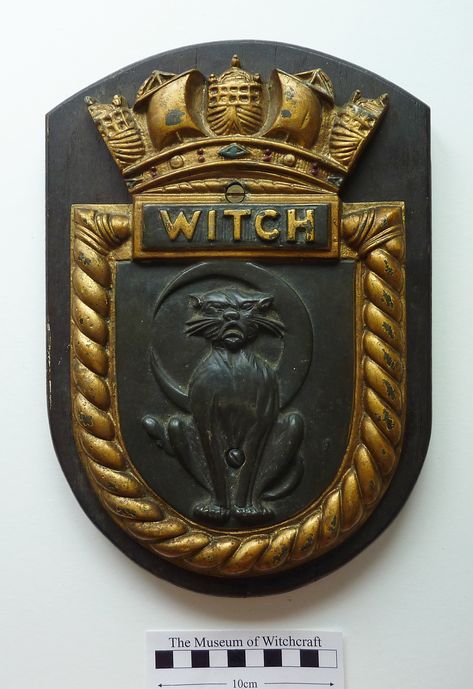 4234 - HMS Witch Crest - Museum of Witchcraft and Magic Museum Of Witchcraft And Magic, Independence Hall, Dark Wood Stain, Maritime Museum, Fish Bone, The Two, Staining Wood, Bears, Adoption