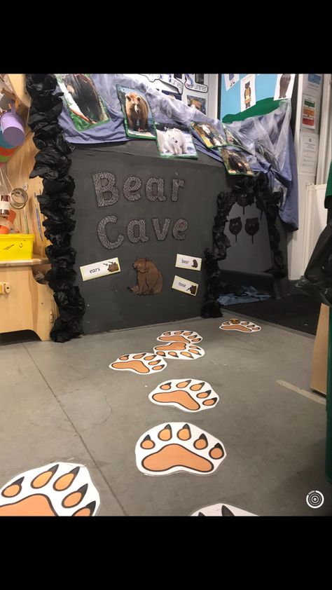 Bear Small Group Activities, Bear Den Dramatic Play, Bear Dramatic Play Preschool, Bear Hunt Dramatic Play, Bear Hunt Sensory Bin, Were Going On A Bear Hunt Activities Preschool, Eyfs Hibernation Activities, Hibernation Montessori Activities, Where Going On A Bear Hunt Activities