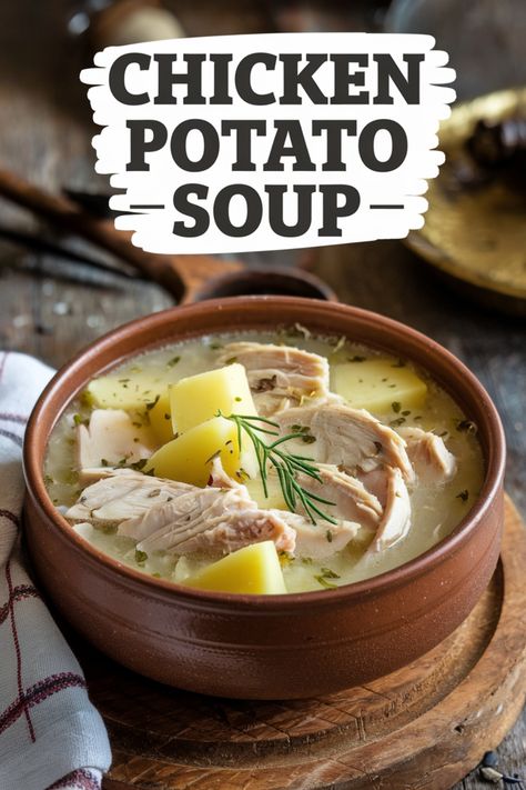 Bowl of chicken potato soup with rosemary garnish. Potato Chicken Soup, Chicken Potato Soup, Creamy Potatoes, Chicken Chili Crockpot, Chicken Potato, Chicken Gnocchi Soup, Flavorful Vegetables, Idaho Potatoes, Hearty Soup