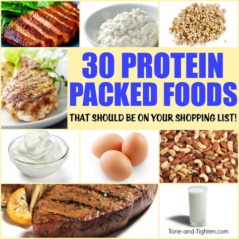 Protein Packed Foods, Workouts Muscle, Best High Protein Foods, High Protein Foods List, Protein Foods List, Men Exercise, Healthy Shopping List, Protein Ideas, Foods To Balance Hormones