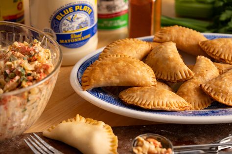 Filled with spicy crawfish tails in a creamy Creole sauce, Crawfish Hand Pies made with Blue Plate Mayo are a taste of the bayou. Crawfish Appetizer Recipes, Spicy Ranch Dressing, Easy Hollandaise, Grilled Potato Salad, Crawfish Recipes, Creole Sauce, Hand Pie Recipes, Cajun Food, Southern Recipes Soul Food