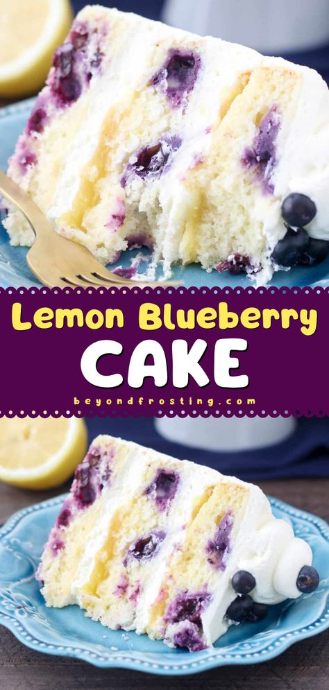 Don't miss out on this lemon dessert! Your Easter dessert ideas won't be complete without the BEST Lemon Blueberry Cake. Loaded with fruit and layered with lemon curd and mascarpone frosting, this lemon cake is an easy spring recipe you'll want to make again and again! Lemon Blueberry Cheesecake Cake, Dehydrated Blueberries, Blueberry Cheesecake Cake, Lemon Blueberry Cake, Lemon Blueberry Cheesecake, Cheesecake Layer, Blueberry Lemon Cake, Birthday Topper, Blueberry Desserts