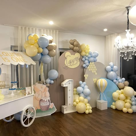 Winnie Pooh First Birthday, Pooh Birthday Party Decoration, Winnie The Pooh Birthday Decorations, Birthday Party Paper Decorations, Winnie The Pooh Decor, Pooh Party, Winnie The Pooh Themes, Boys First Birthday Party Ideas, Pooh Birthday