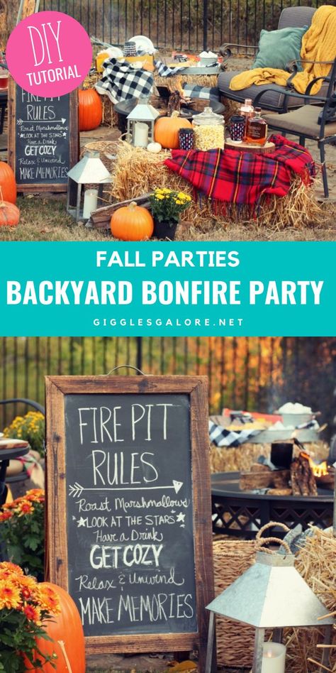 Fall Pizza Party, Sweet 16 Fall Party Ideas, November Birthday Themes, Fall Bonfire Party, Bonfire Party Ideas, Birthday Bonfire, Backyard Bonfire Party, Bonfire Wedding, Winery Ideas