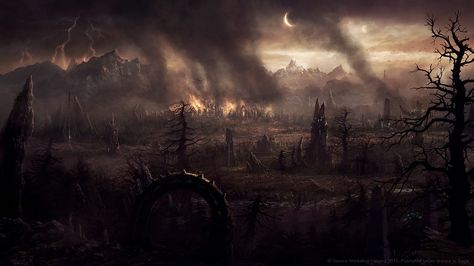 Chaos, rado javor on ArtStation at https://www.artstation.com/artwork/AvVEm Warhammer Chaos, Landscape Concept, Fantasy Places, Fantasy Setting, Inspirational Artwork, High Fantasy, Warhammer Fantasy, Fantasy Rpg, Dark Ages