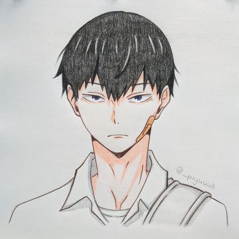 Kageyama Tobio Drawing Sketch, Haikyuu Drawing Kageyama, Kageyama Drawing Sketch, Kageyama Tobio Drawing, Kageyama Drawing, Haikyuu Sketch, Haikyuu Drawing, Haikyu Anime, Anime Drawings For Beginners