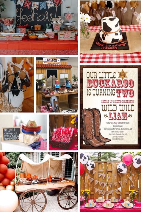 Buckaroo Birthday Party, Buckaroo Turning 2, Buckaroo Is Two, Cowboy Themed Second Birthday, Cowboy Theme 2nd Birthday Party, Ride Into Five Birthday Party, Two Year Old Cowboy Birthday, Cowboy 2nd Birthday Party Boy, 2nd Birthday Western Theme