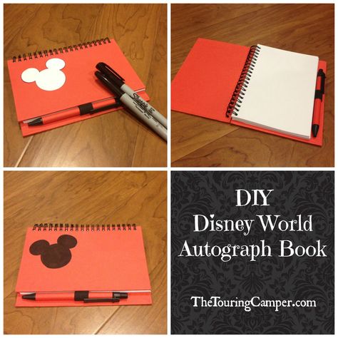 DIY Disney Autograph Book Diy Disney World, Disney World Autograph Book, Diy Autograph Book, First Trip To Disney, Disney Autograph Book, Disney Camping, Disney Autograph, Disneyland World, Autograph Book Disney