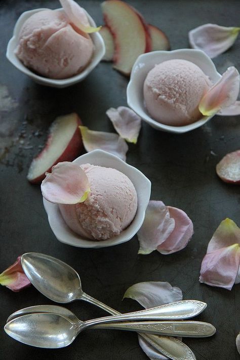 Rose Sorbet, Sorbet Recipes, Cold Treats, Peach Rose, Homemade Ice, Yummy Desserts, Homemade Ice Cream, Frozen Desserts, Frozen Treats