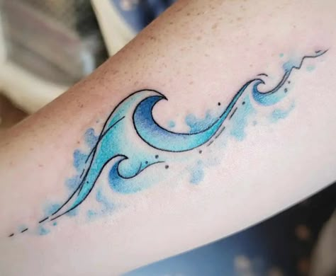 Wave Tattoo Foot, Ocean Wave Tattoo, Tattoo Wave, Simple Wave Tattoo, Wrap Around Wrist Tattoos, Colour Tattoo For Women, Wave Tattoo Design, Aquarius Tattoo, Wave Tattoo