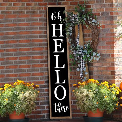 PRICES MAY VARY. 【Superior Quality】: porch board hanging welcome sign is made from high-quality wood and printed with weatherproof uv ink that won't peel, fade or crack. can be used indoors or outdoors. 【Ideal Size】: welcome sign measures 45 inches tall, 9 inches wide, 1 inch thick, and weighs 2.5 pounds. can hang or lean it against the yard, entrances, garage, to show your warm welcome to your guests. 【High Quality Craft】: this wooden front porch welcome sign is made of plaid bows, artificial e Welcome Signs For Front Door, Welcome Porch Sign, Board Crafts, Outdoor Welcome Sign, Front Porch Signs, Porch Welcome Sign, Wood Front Doors, Front Door Signs, Front Porch Decorating