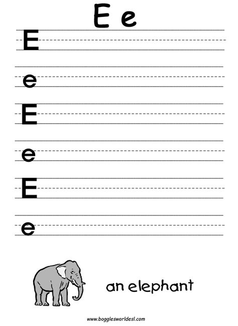 Writing Alphabet Letters, Letter E Activities, Letter A Coloring Pages, Printable Alphabet Worksheets, Creative Lesson Plans, Language Worksheets, Preschool Writing, Kids Math Worksheets, Cursive Writing