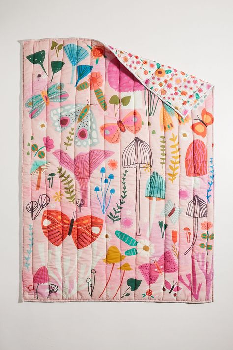 Tara Lilly Backyard Kids Quilt | Anthropologie Backyard Kids, Poppy Wallpaper, Toddler Quilt, Baby Crib Bedding, Backyard For Kids, Printed Quilt, Kids Bedding, Baby Quilt, Crib Bedding