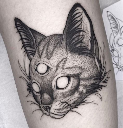 3rd Eye Tattoo, Cat Skull Tattoo, Cat Eye Tattoos, Cat Face Tattoos, Gotik Tattoo, Third Eye Tattoos, Petit Tattoo, Cat Tattoo Designs, Spooky Tattoos