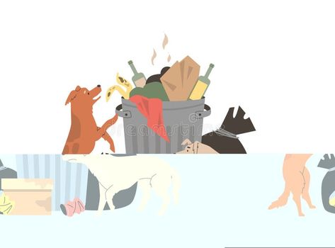 Stray dogs digging in trash flat style, vector illustration stock photos Artwork Tutorial, Flat Character, Vector Artwork, Flat Style, Stray Dogs, Stray Dog, Fashion Flats, Stock Vector, Vector Free