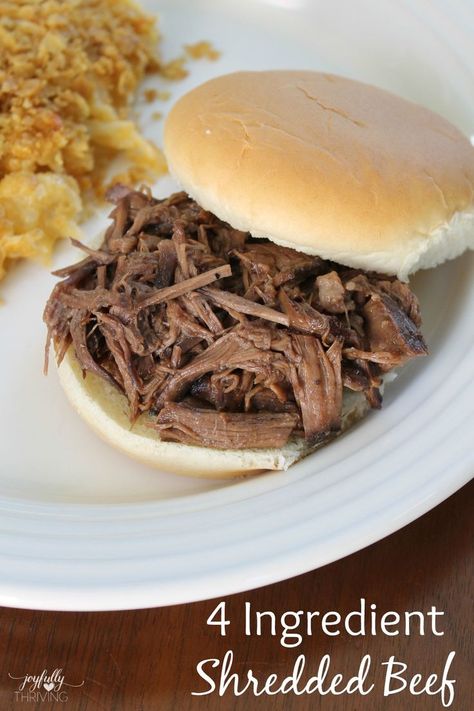 I love 4 ingredient recipes! This easy shredded beef recipe makes the best beef sandwich I have every eaten. Hot Beef Sandwich, Shredded Beef Recipe, Shredded Beef Sandwiches, Hot Beef Sandwiches, Shredded Beef Recipes, Beef Sandwich Recipes, Pulled Beef, Beef Sandwiches, 4 Ingredient Recipes