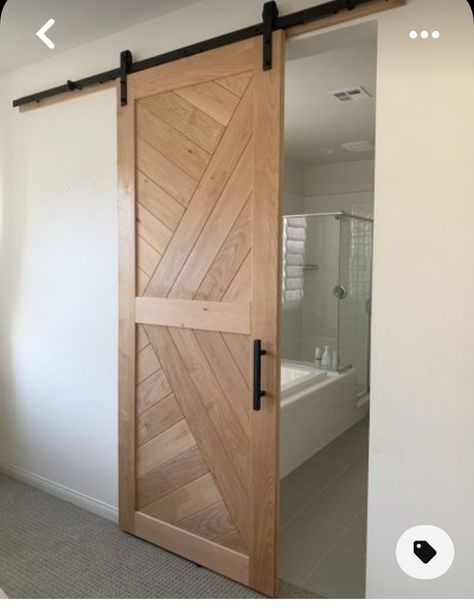 Barn Door Slider, Barn Door Bathroom, Barn Door Sliders, Barn Door Decor, Bathroom Barn Door, Wall Design Modern, Urban Wall, Slider Door, Wood Barn Door