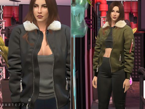 Darte77's Oversized Bomber Jacket - Acc Sims 4 Racer Jacket, Sims 4 Oversized Jacket, Sims 4 Cc Jacket Female, Sims 4 Cc Off Shoulder Jacket, The Sims 4 Cc Jacket Accessory, Sims 4 Jacket Accessory, Joker Outfit, Athletic Sweatpants, Pilot Jacket