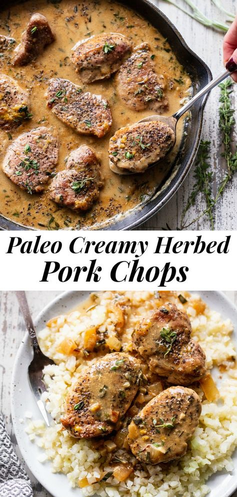 Paleo Pork Chop Recipes, Herbed Pork Tenderloin, Paleo Pork Chops, Paleo Pork Recipes, Pork Loin Chops Recipes, Pork Medallion Recipes, Paleo Running Momma, Cooking With Fresh Herbs, Pork Medallions