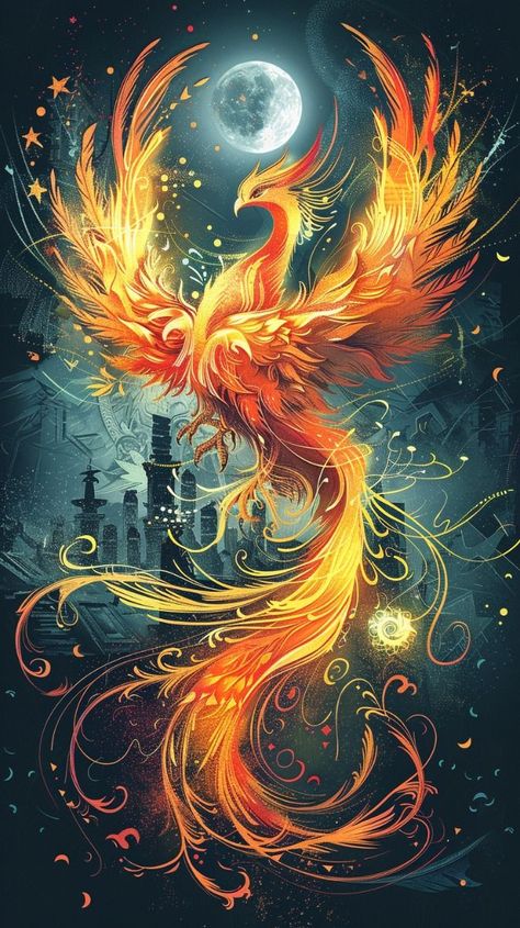 Rising Phoenix Drawing, Pheonix Aestethic Wallpaper, Real Phoenix Bird, Fenix Bird, Flying Phoenix Tattoo, Phoenix Illustration, Most Beautiful Tattoos, Fire Tattoos, Phoenix And Dragon