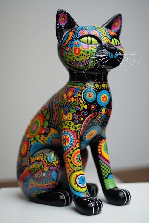 Paper Mache Animal Head, Egypt Crafts, Group Of Cats, Sugar Skull Cat, Paper Mache Animals, Cat Artwork, Cat Statue, Ceramic Animals, Animal Heads