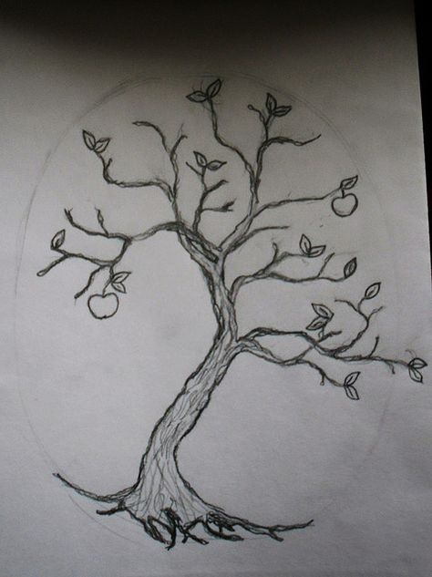 Apple tree for my mom, and an apple for me, WHAT DO YOU thinK MOM?!?! Small Family Tree Tattoo, Apple Tree Drawing, Tree Drawing Simple, Family Tree Tattoo, Tree Tattoo Designs, Palm Tree Tattoo, Tree Sketches, Tree Of Life Tattoo, Tattoos For Kids