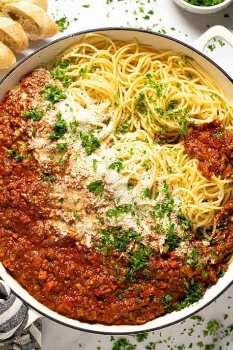 Vegetarian Bolognese | Midwest Foodie Vegetarian Bolognese, Vegetarian Spaghetti, Vegetable Pancakes, Hearty Dinner, Orange Chicken, Meatless Meals, Easy Vegetarian, Wholesome Food, Vegetarian Dishes