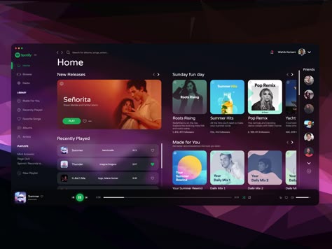 Music Ui, Spotify Design, Music App Design, Logo Design Women, Music Streaming App, Ui Patterns, Music Web, Slides Presentation, Web Ui Design