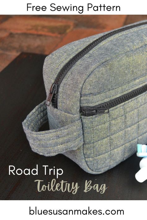 Make a DIY Toiletry Bag that's perfect for Summer travels - A carry-all pouch with extra pockets to keep it organized. Make your own with this free pattern Washbag Sewing Pattern, Diy Toiletry Bag Pattern, Toiletries Bag Pattern, Toiletry Bag Sewing Pattern Free, Travel Case Toiletry Diy, Sewing Pattern Toiletry Bag, Toiletry Bag Pattern Fabric, Diy Hanging Travel Toiletry Bag, Dopp Kit Pattern Free