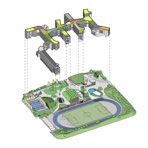 Garden School / OPEN Architecture,landscape diagram Architecture Pictures, Site Plan Design, Landscape Diagram, Garden School, School Building Design, Open Architecture, School Plan, School Opening, Layout Architecture