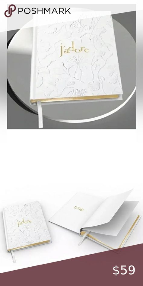 Dior J'adore Floral Embossed Faux Leather Notebook Journal Gold Gilt LE NEW Dior Accessories, Leather Notebook, Notebook Journal, Journal Notebook, Dior, Faux Leather, Shop My, Notebook, Floral