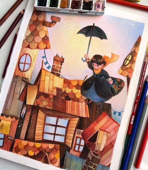 A classic character in movies and books.... Pencil Colours Art Drawings, Pencil And Watercolor, Color Pencil Illustration, 동화 삽화, Illustration Art Kids, Gouache Art, Nature Art Painting, Pencil Art Drawings, Color Pencil Art