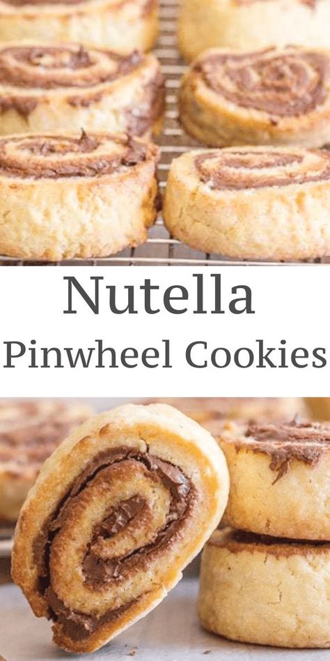 Nutella Christmas Cookies, Pinwheels Cookies, Cookies With Nutella, Pinwheel Cookies Recipe, Nutella Cream Cheese, Moroccan Desserts, Pinterest Cookies, Italian Baking, Breakfast Kids