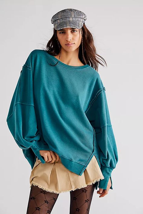 Camden Sweatshirt, Spring Boho, Oversized Pullover, U Neck, Oversized Sweatshirt, Split Hem, Pullover Sweatshirts, Boho Outfits