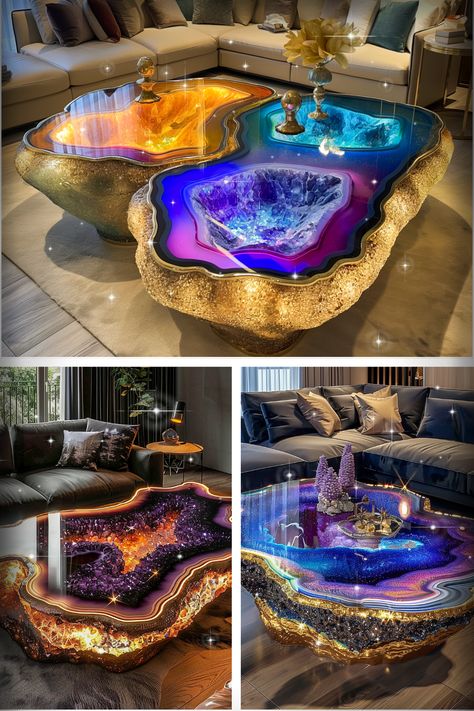 Vintage Modern Bedroom, Diy Resin Table, Rectangle Bathroom, Geode Decor, Bedroom Decor On A Budget, Whimsical Furniture, Floor Pouf, American Signature Furniture, Modern Bedroom Decor