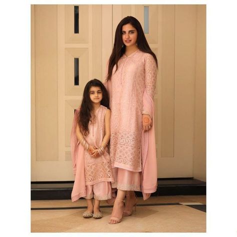 Mother Daughter Twinning, Couple Dresses, Mommy Daughter Dresses, Faiza Saqlain, Mom Daughter Matching Dresses, Mom Daughter Outfits, Daughter Dress, Mommy Daughter Outfits, Daughter Outfits