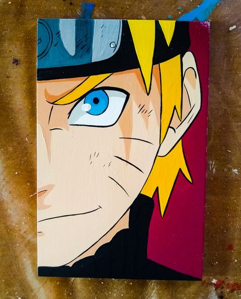 Naruto Marker Art, Naruto Acrylic Painting Easy, Simple Anime Painting Ideas, Naruto Easy Painting, Harry Potter Art Painting Canvases, Naruto Painting Easy, Naruto Drawings Color, Naruto Acrylic Painting, Easy Anime Painting Ideas